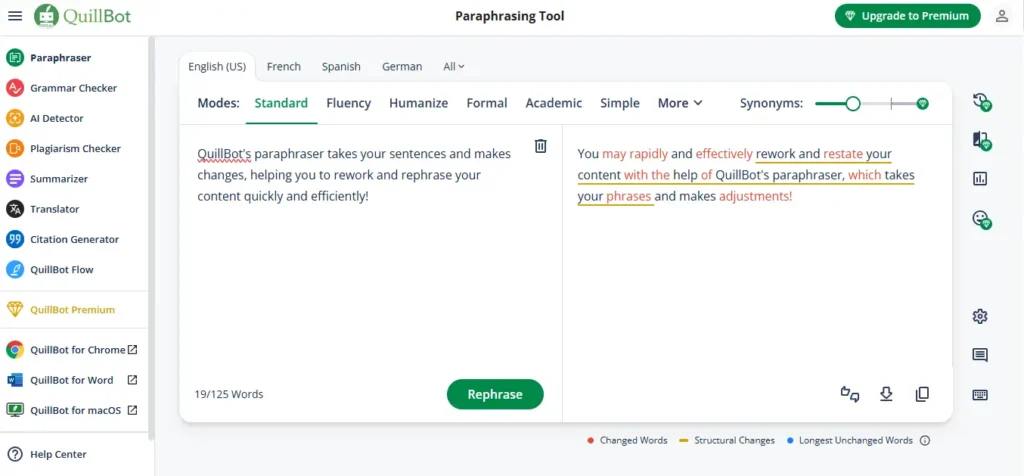 QuillBot AI Paraphrasing Tool in Action