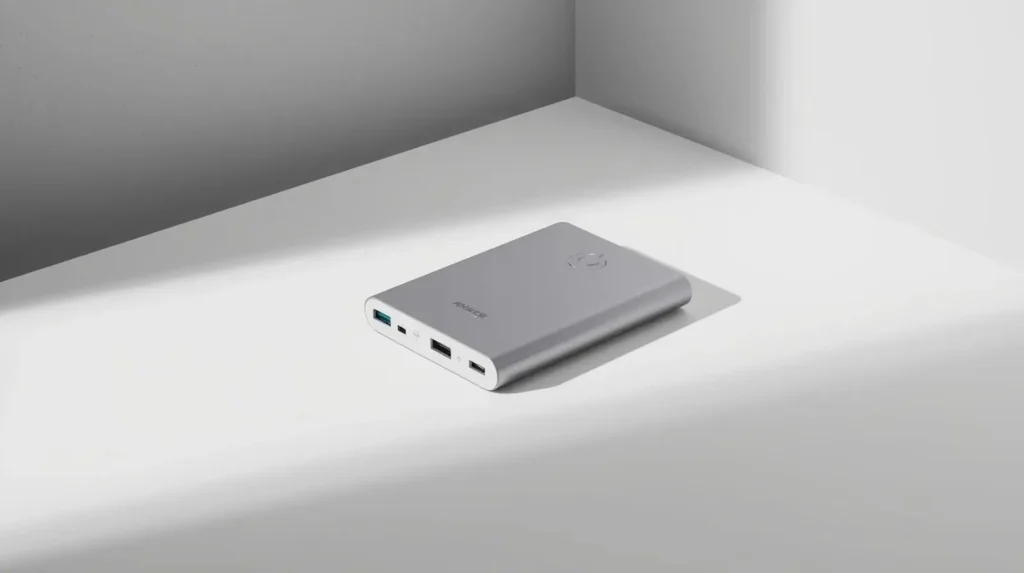 The imge is have with background and a power bank is here