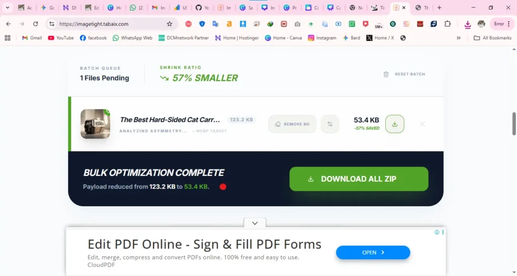 This image show the compression of image on imagetight.com