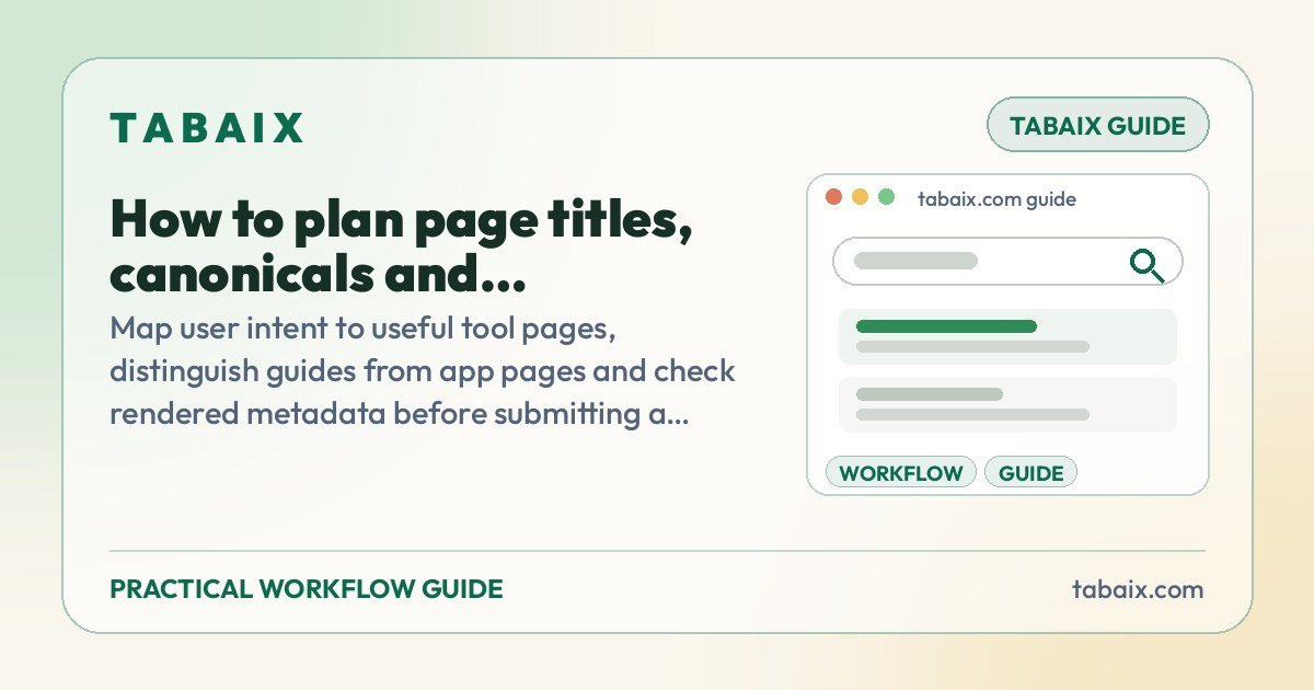How to plan page titles, canonicals and sitemaps for a tool website