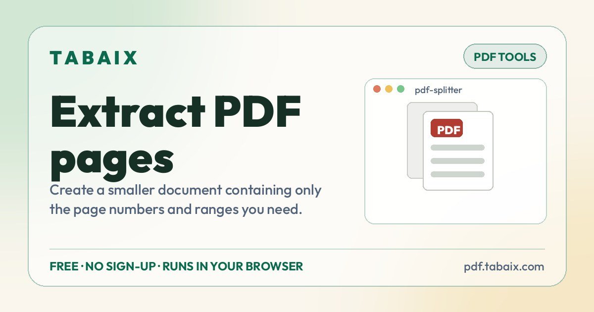 Extract PDF pages — free online tool. Create a smaller document containing only the page numbers and ranges you need.