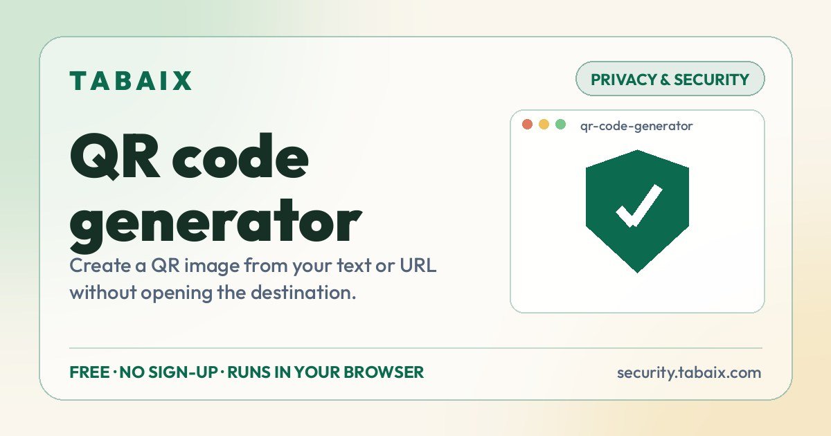 QR code generator — free online tool. Create a QR image from your text or URL without opening the destination.