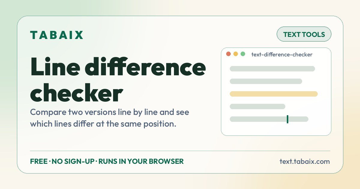 Line difference checker — free online tool. Compare two versions line by line and see which lines differ at the same position.