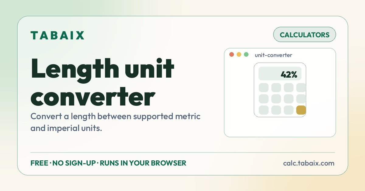 Length unit converter — free online tool. Convert a length between supported metric and imperial units.