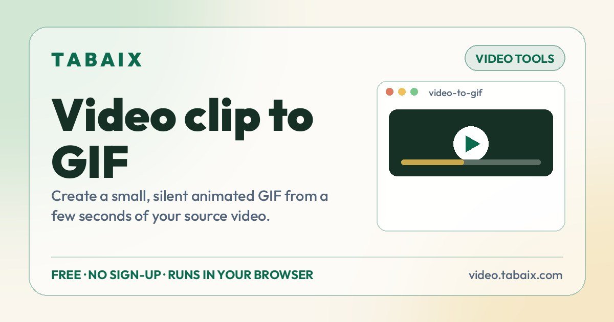 Video clip to GIF — free online tool. Create a small, silent animated GIF from a few seconds of your source video.
